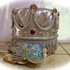 Word of God 2pc Crown set $45. Silver metallic crown, topped in silver lame' fabric, crystal jewels and silver rope/fringe trim. 1ft scepter wrapped in silver lame' and sequins, crystal jewels and silver rope/fringe trim (base not included)