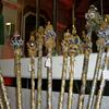 4' Deluxe Designer Scepters $125/ea. 4’ Dowels covered with silver & gold lame’, braid trim and crystal jewels.