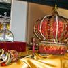 Sapphire Red Royal Crown Set $240. Crown, Base, 2’ Elegant Scepter and Orb