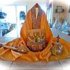 Amber ~ Dining with the King set $125. Centerpiece includes: Mini King’s cape, Crown, Base, 12" Royal Scepter and matching Orb