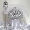 Bride of Christ 2pc Crown set $55. Silver metallic tiara, white satin crown with with netting crystal jeweled veil. 1ft silver scepter topped with silver sequins and crystal tiara, lace trim and veiling.