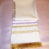 The Cross Prayer Shawl $35. White Shantung fabric embellished with White Satin Cross neckband, 2 rows each of purple/gold trim and gold fringe